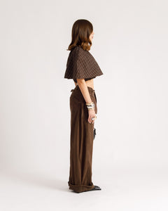 Blusa crop quadri - H16992