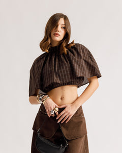 Blusa crop quadri - H16992