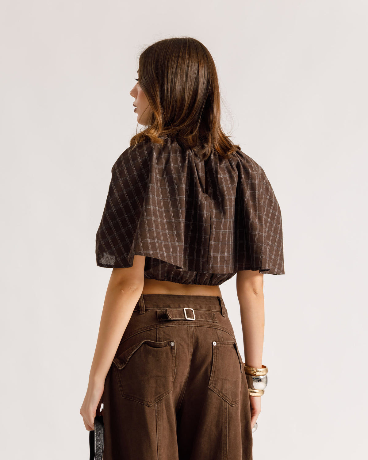 Blusa crop quadri - H16992