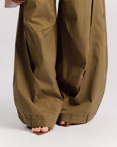 Pantaloni palazzo in cotone VERDE MILITARE - P15672
