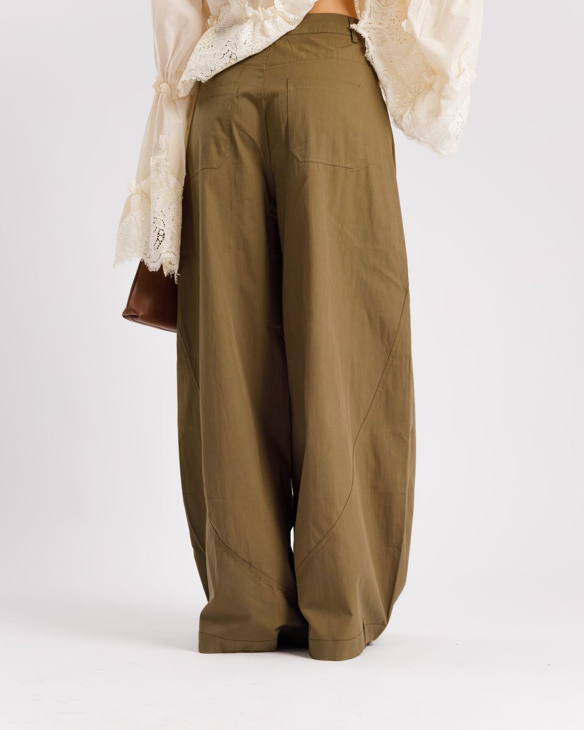 Pantaloni palazzo in cotone VERDE MILITARE - P15672