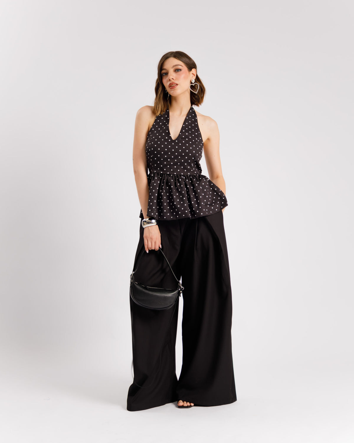 Top scollato a pois - A3447 slcn