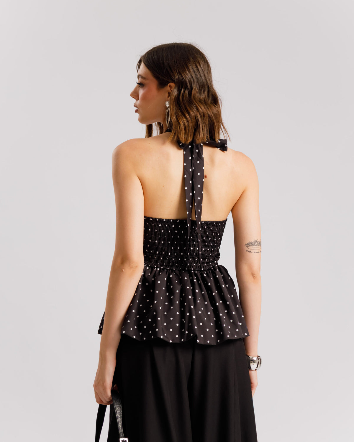 Top scollato a pois - A3447 slcn