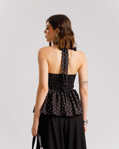 Top scollato a pois - A3447 slcn