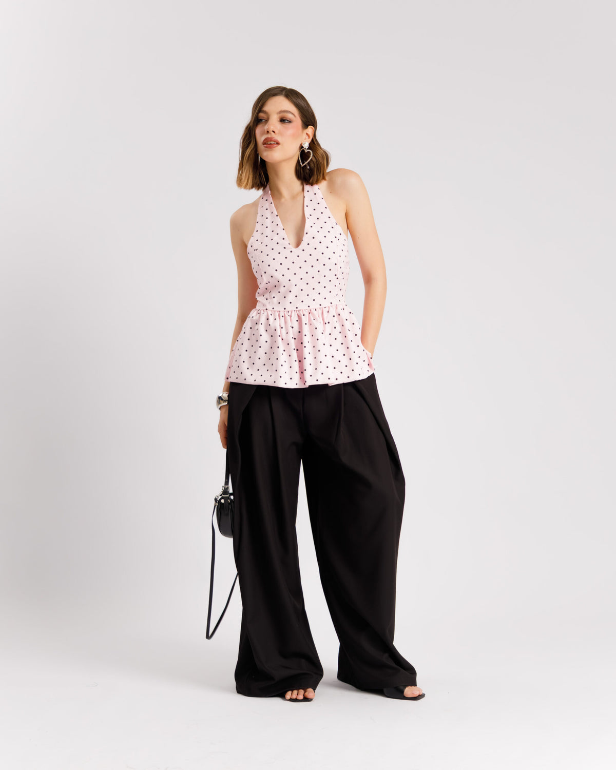 Top scollato a pois - A3447 slcn