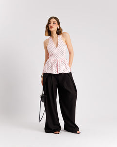 Top scollato a pois - A3447 slcn