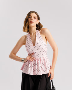 Top scollato a pois - A3447 slcn