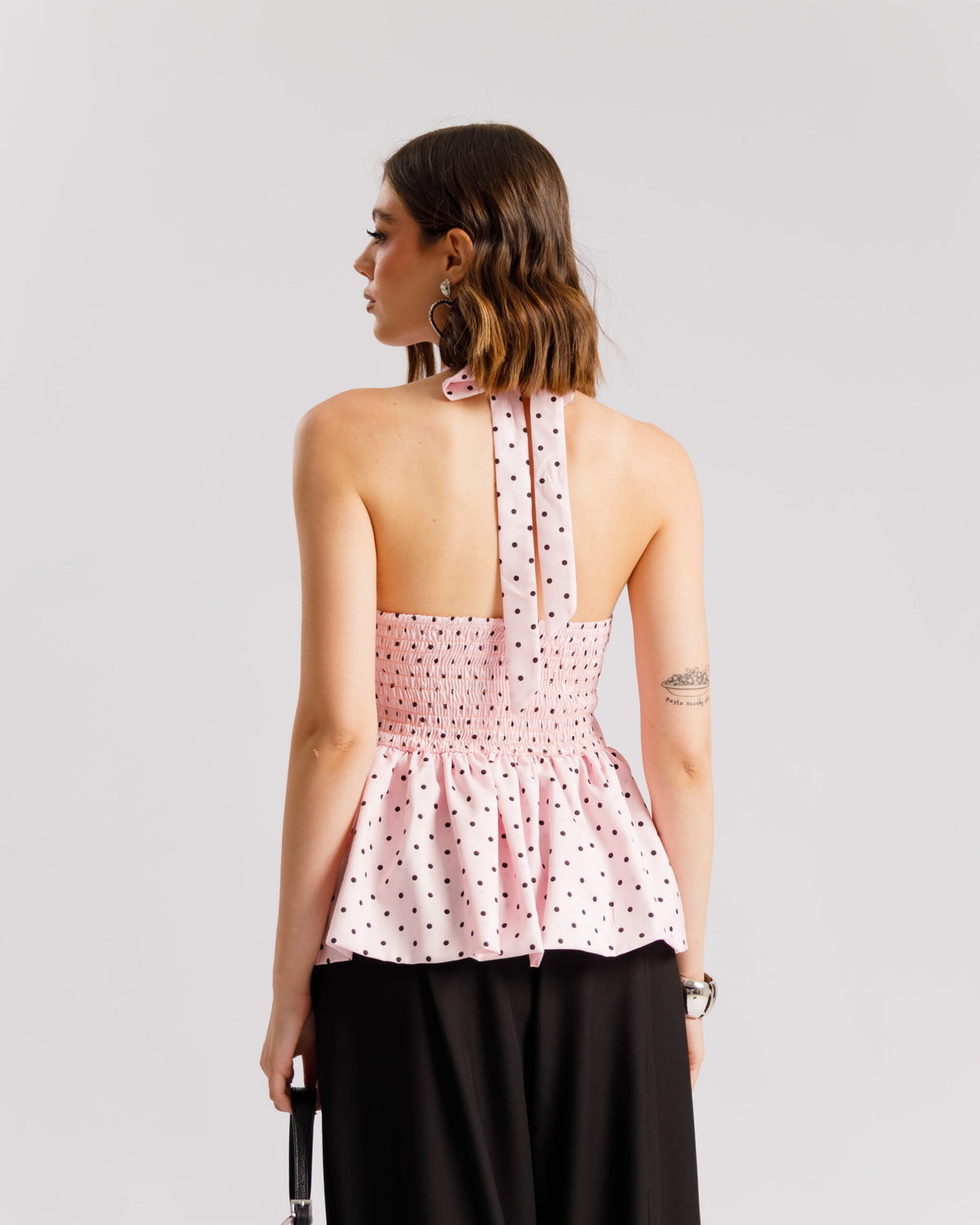 Top scollato a pois - A3447 slcn