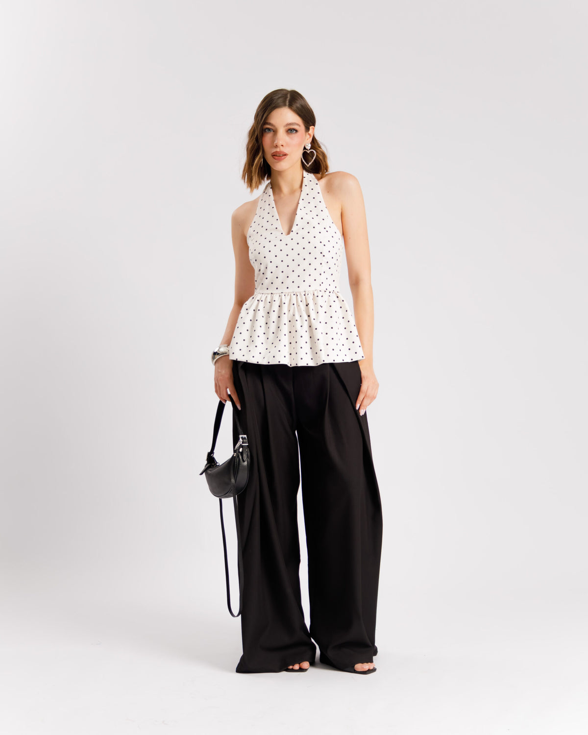 Top scollato a pois - A3447 slcn
