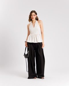 Top scollato a pois - A3447 slcn