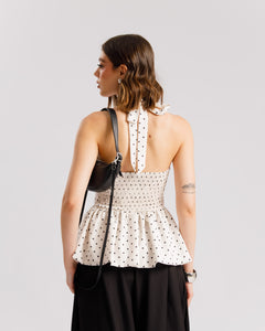Top scollato a pois - A3447 slcn