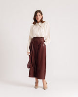 Pantalon large en simili cuir - P16832