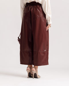 Pantalon large en simili cuir - P16832