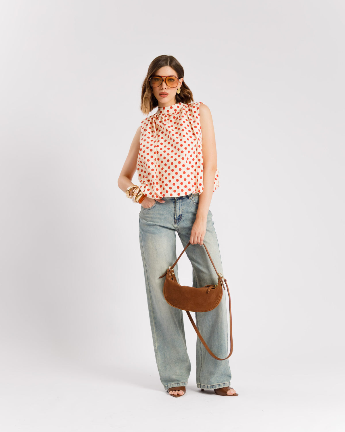 Camicia a pois con apertura - H4793 slcr