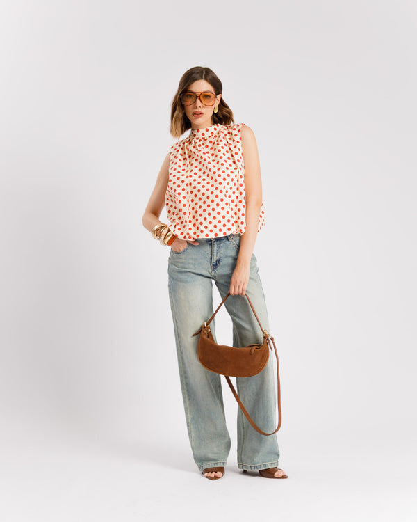 Camicia a pois con apertura - H4793 slcr