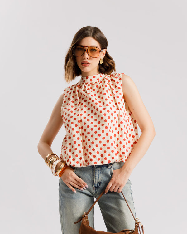 Camicia a pois con apertura - H4793 slcr