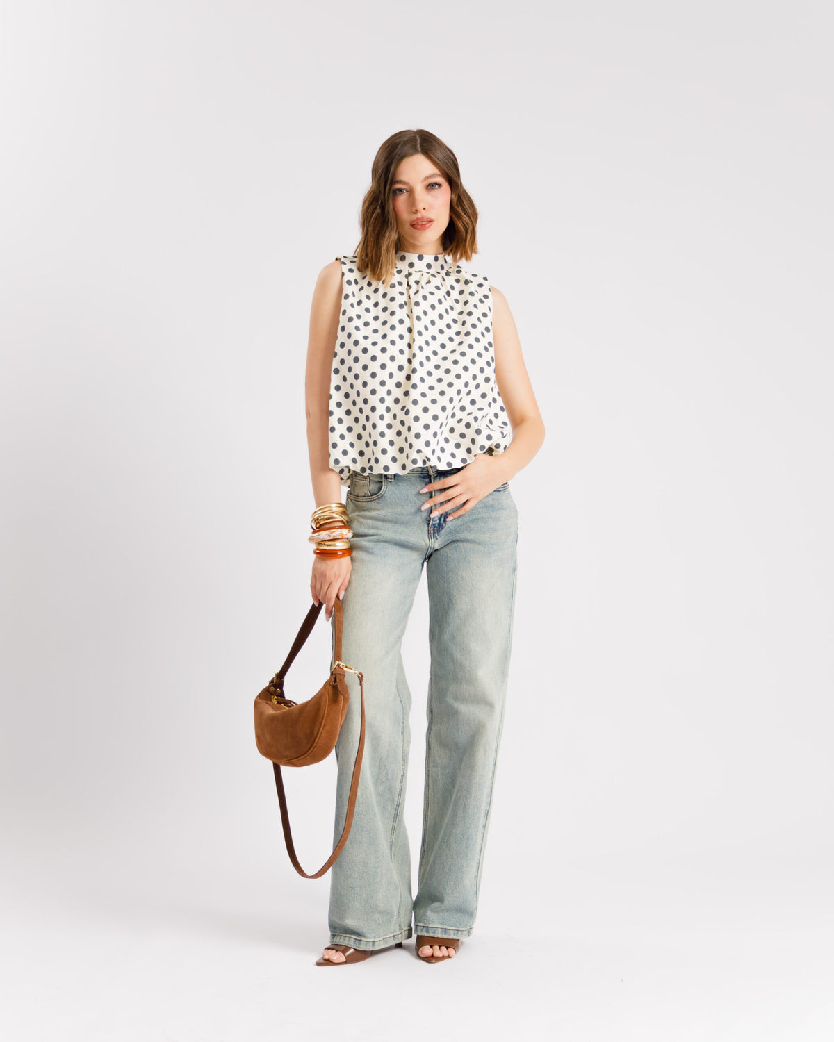 Camicia a pois con apertura - H4793 slcr