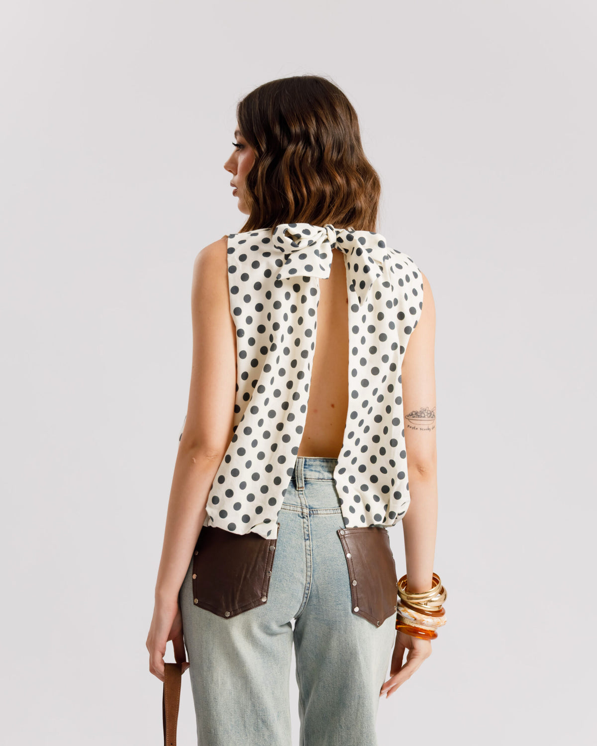 Camicia a pois con apertura - H4793 slcr