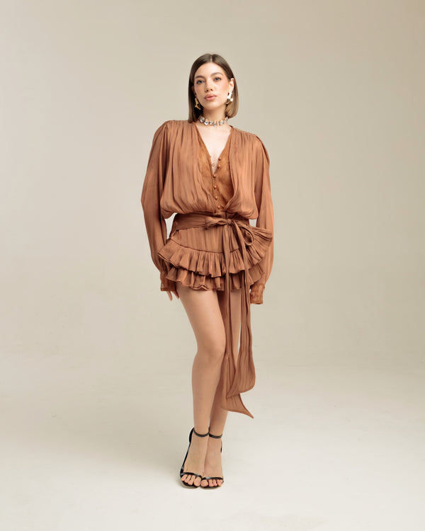 Abito corto balze e pizzo - R13098