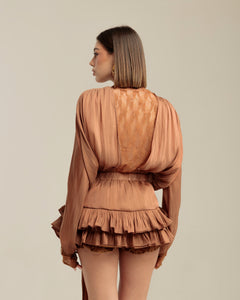 Abito corto balze e pizzo - R13098