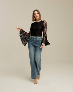 Body in pizzo manica a campana - CB13339