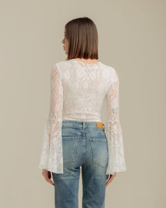 Body in pizzo manica a campana - CB13339