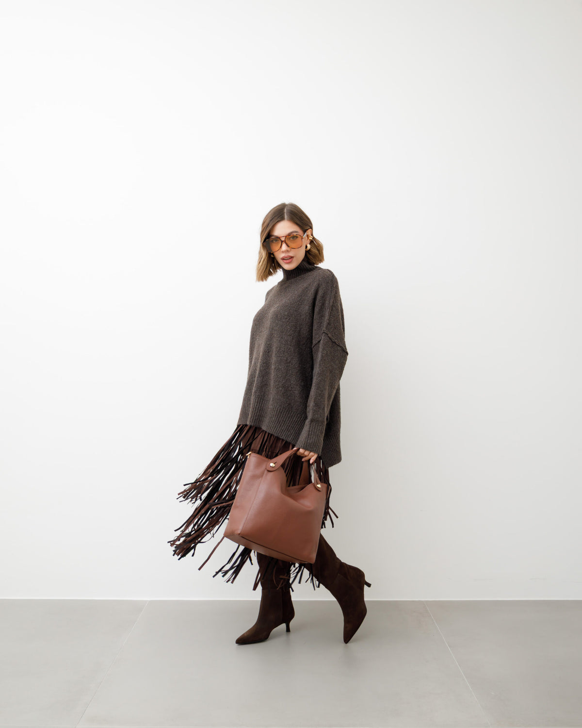 Borsa in pelle OLIVIA cioccolato - LOVING BAGS