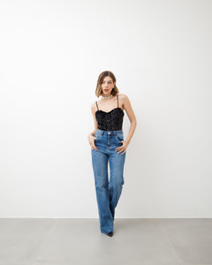 Body in velluto con paillettes - L1592 slc