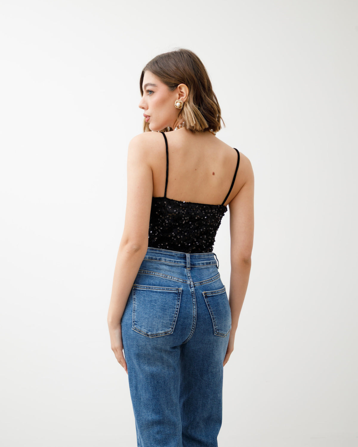 Body in velluto con paillettes - L1592 slc
