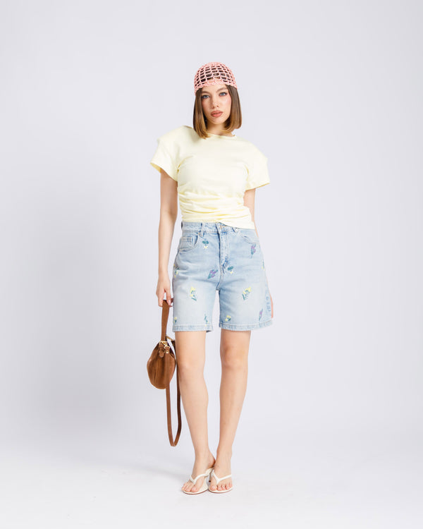 Bermuda denim con ricami - V5117