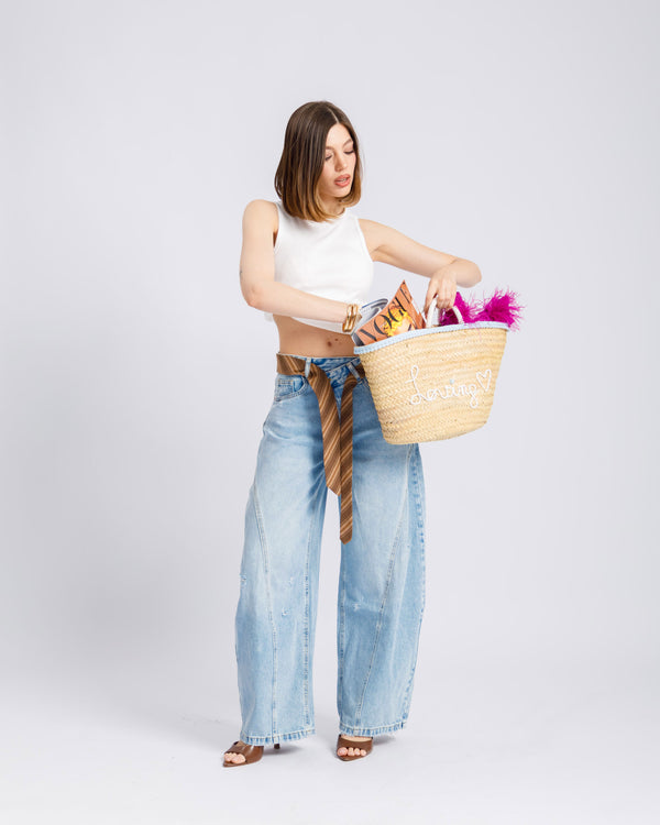 Jeans ballon con cintura cravatta - H5579