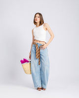 Jeans ballon con cintura cravatta - H5579
