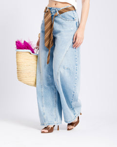 Jeans ballon con cintura cravatta - H5579