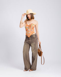 Jeans baggy con dettagli in finta pelle - H5553
