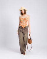 Jeans baggy con dettagli in finta pelle - H5553