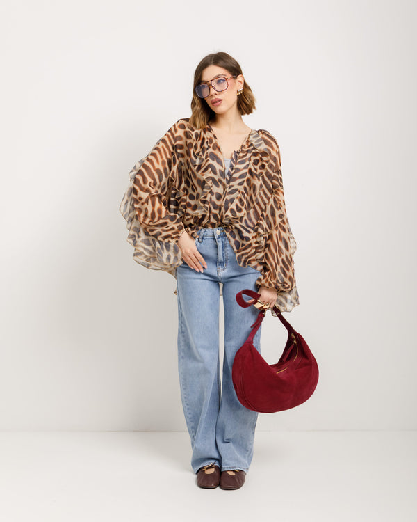 Camicia stampata con volant - H12823