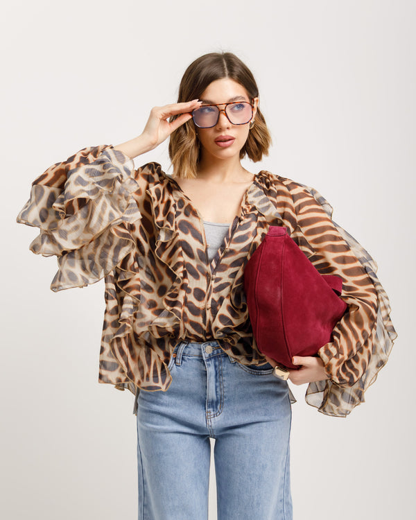 Camicia stampata con volant - H12823