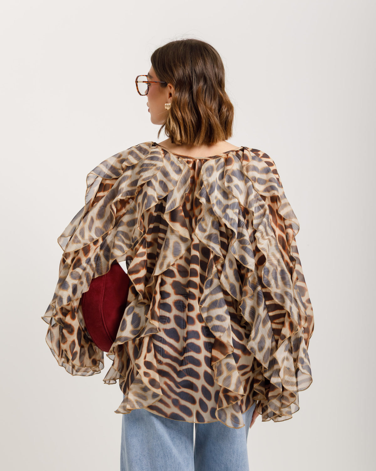 Camicia stampata con volant - H12823