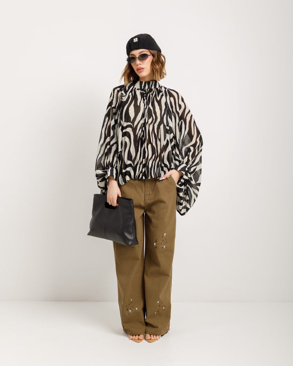 Camicia animalier con colletto - H1289007