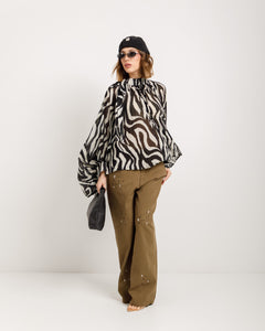 Camicia animalier con colletto - H1289007
