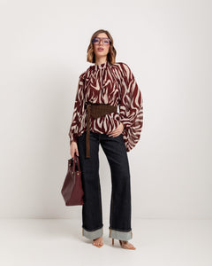 Camicia animalier con colletto - H1289007