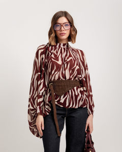 Camicia animalier con colletto - H1289007