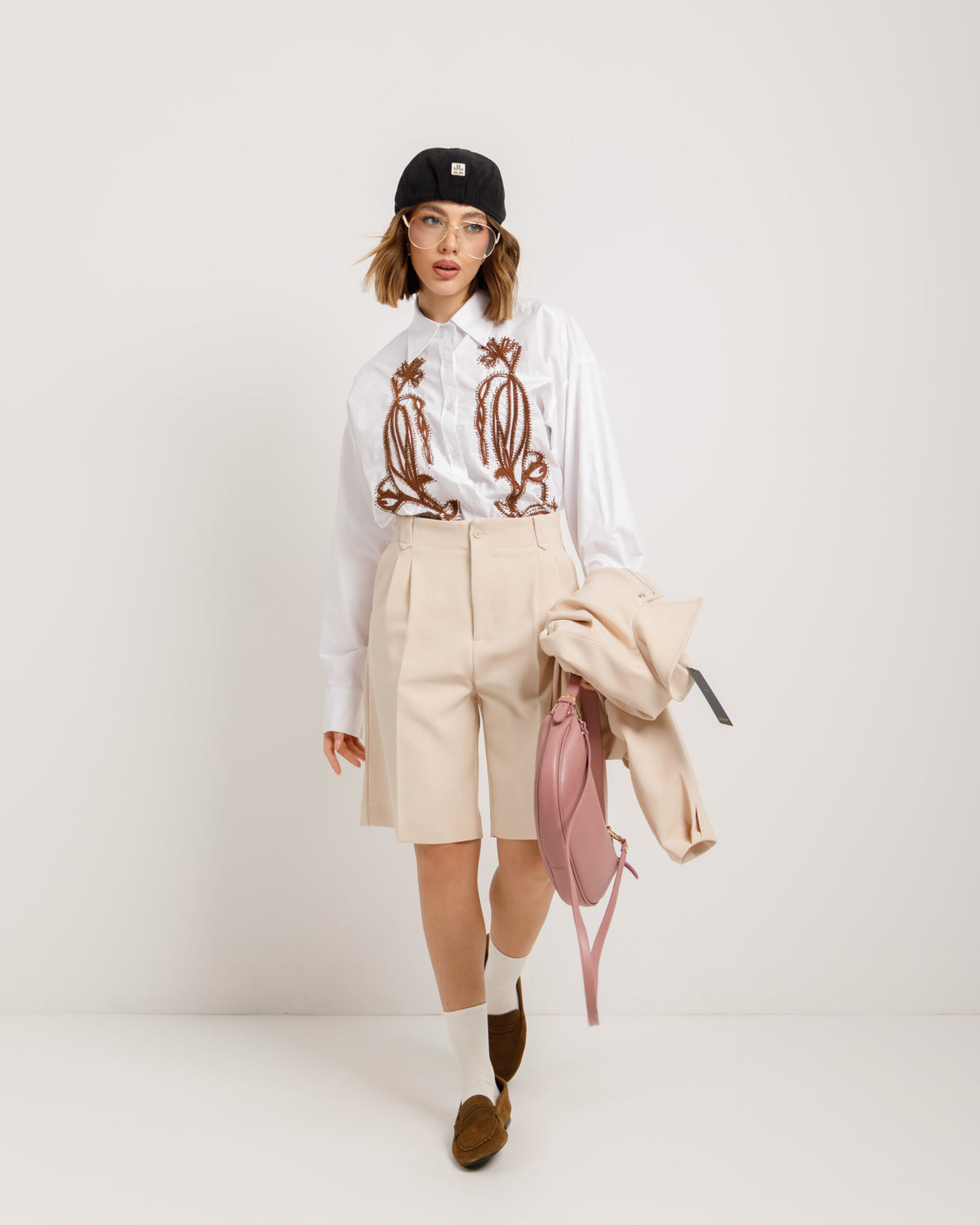 Camicia in cotone con ricamo - H13181