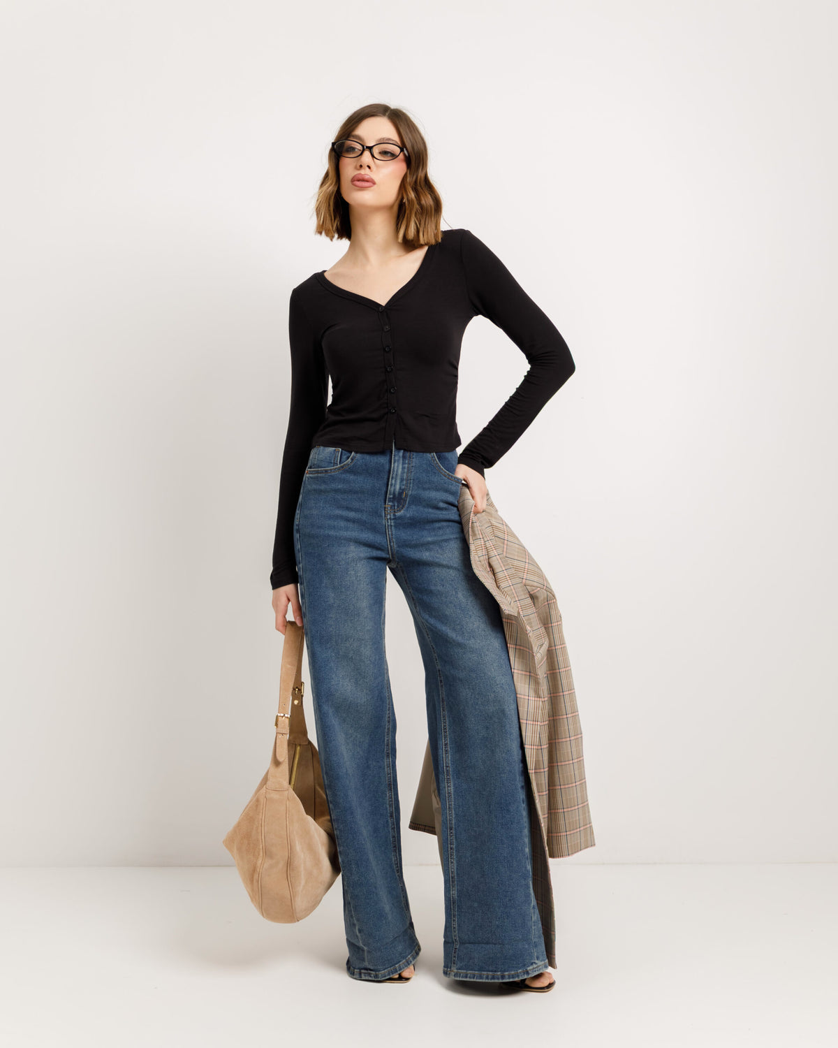 Jeans palazzo blu marino - 8926 slc