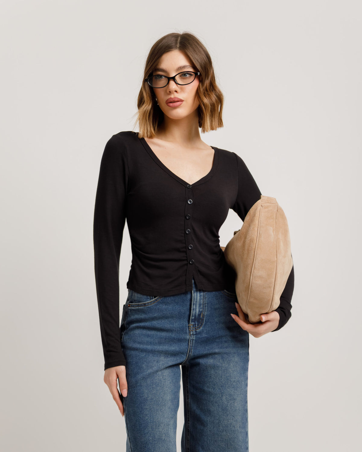 Cardigan aderente con bottoni - H13312