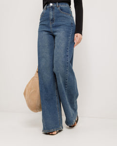 Jeans palazzo blu marino - 8926 slc