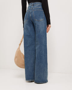 Jeans palazzo blu marino - 8926 slc