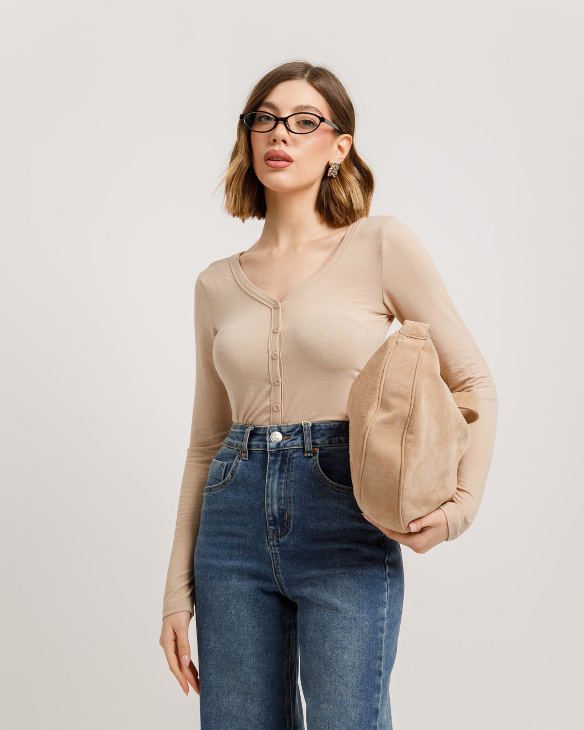 Cardigan aderente con bottoni - H13312
