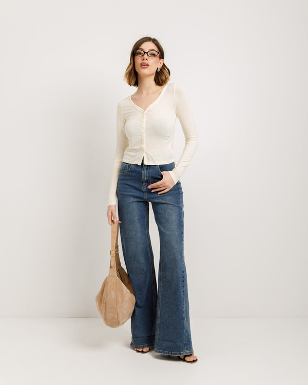 Cardigan aderente con bottoni - H13312