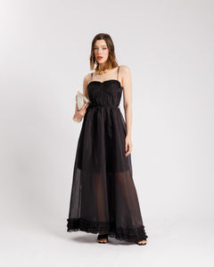 Abito lungo con coppe NERO - R105036